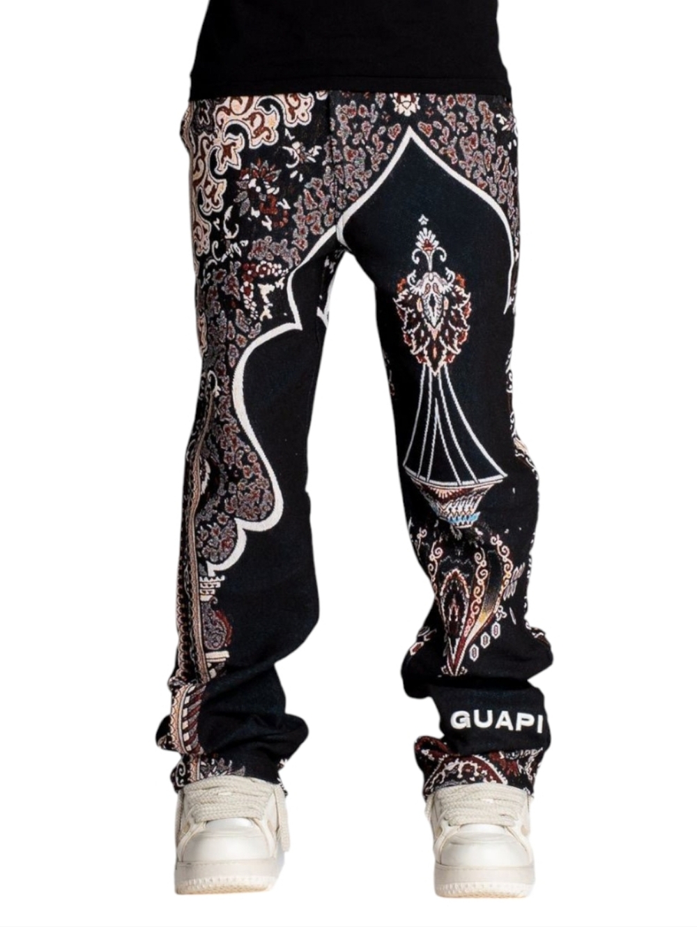 GUAPI Persian Tapestry Pants Size 40 NWT Obsidian Black Tall 35.5" Inseam